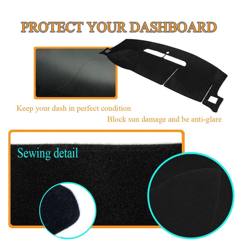 AKMOTOR Dash Cover Mat Fit for 2007-2014 GMC Yukon,2007-2013 Chevy Chevrolet Silverado 1500 LTZ/Avalanche/Suburban,07-14 Tahoe, Dashboard Cover Pad w/o Dash Speaker Hole (Black) - Image 4
